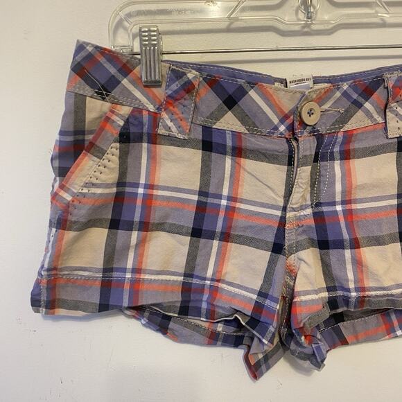Y2K So Women Jrs 9 Plaid Bootie Shorts Micro Mini LowRise Multicolor Cotton - Picture 7 of 8